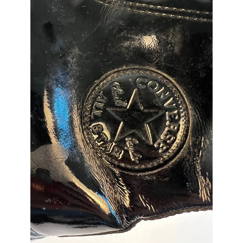 Converse All Star High‎ Top Black Patent Leather Sneakers Sz M 10 W 12